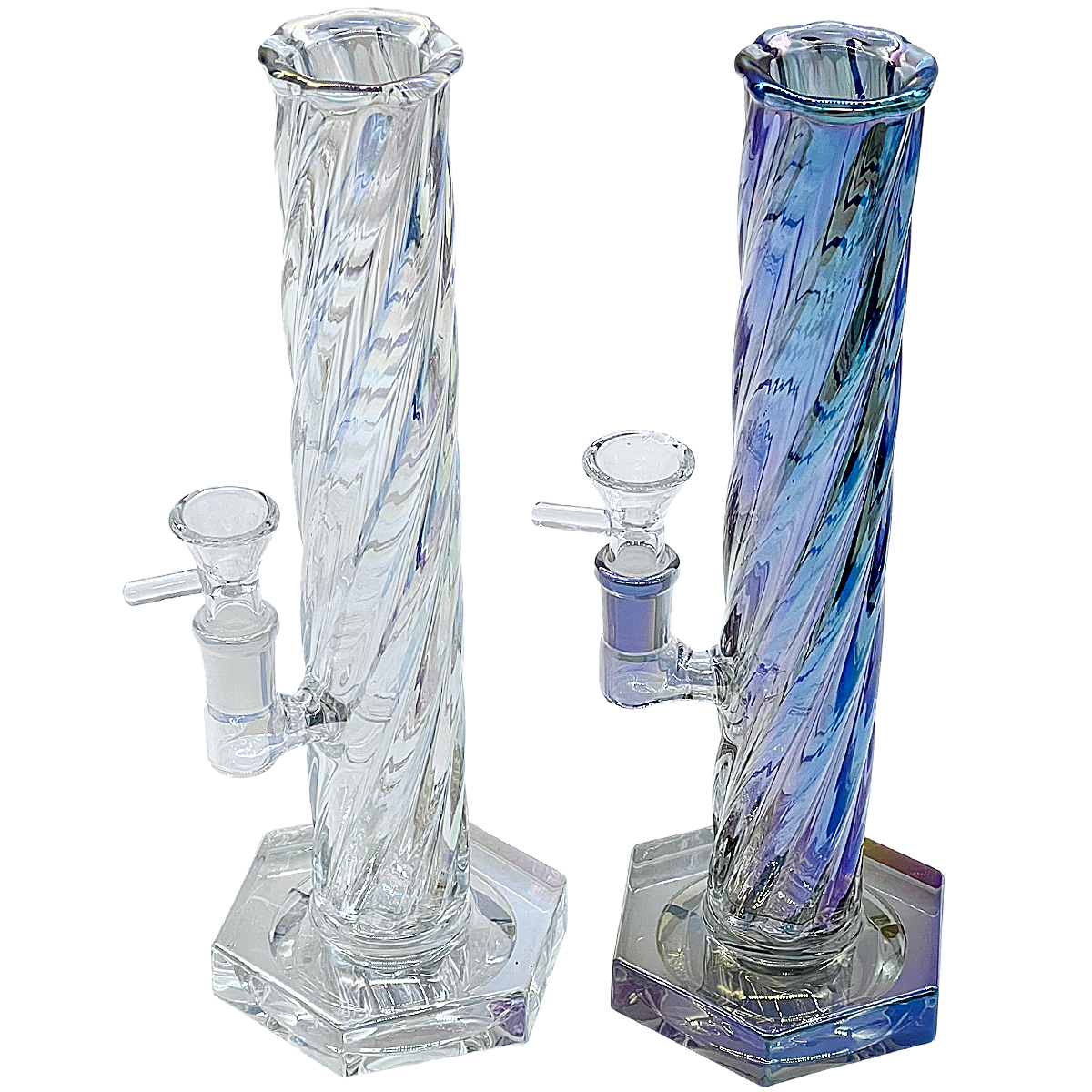 Twisted Iridized Star Based Staright Waterpipe (WPM0678) | 10 inches | Assorted Colors product image